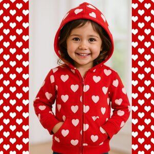 Hearts Zip-Up Hooded Jacket for Youth